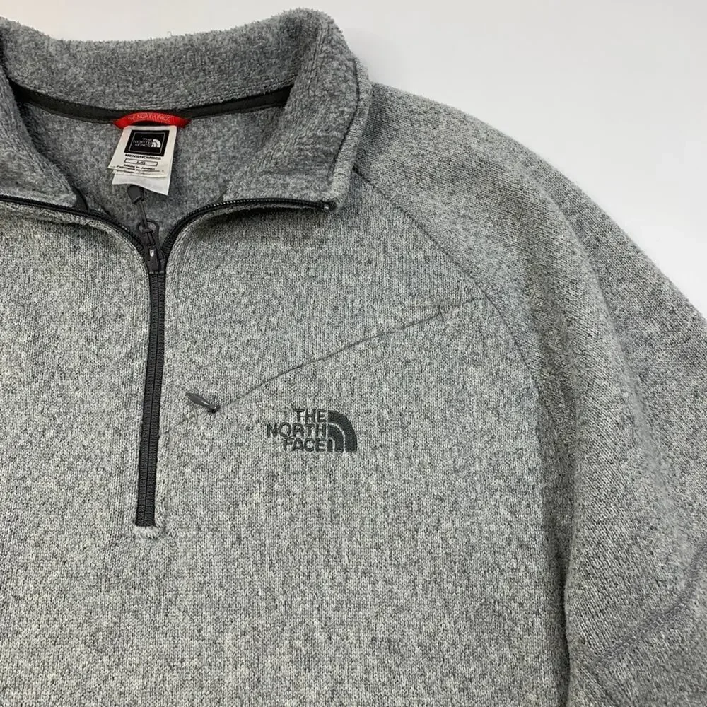 The North Face Sweatshirt Mens L Large Iron Grizzly Fleece Quarter Zip Pullover